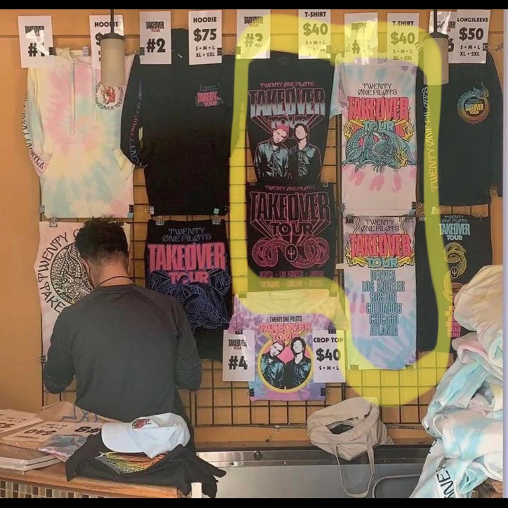 ISO Twenty One Pilots Takeover Tour Merchandise (highlighted shirts)